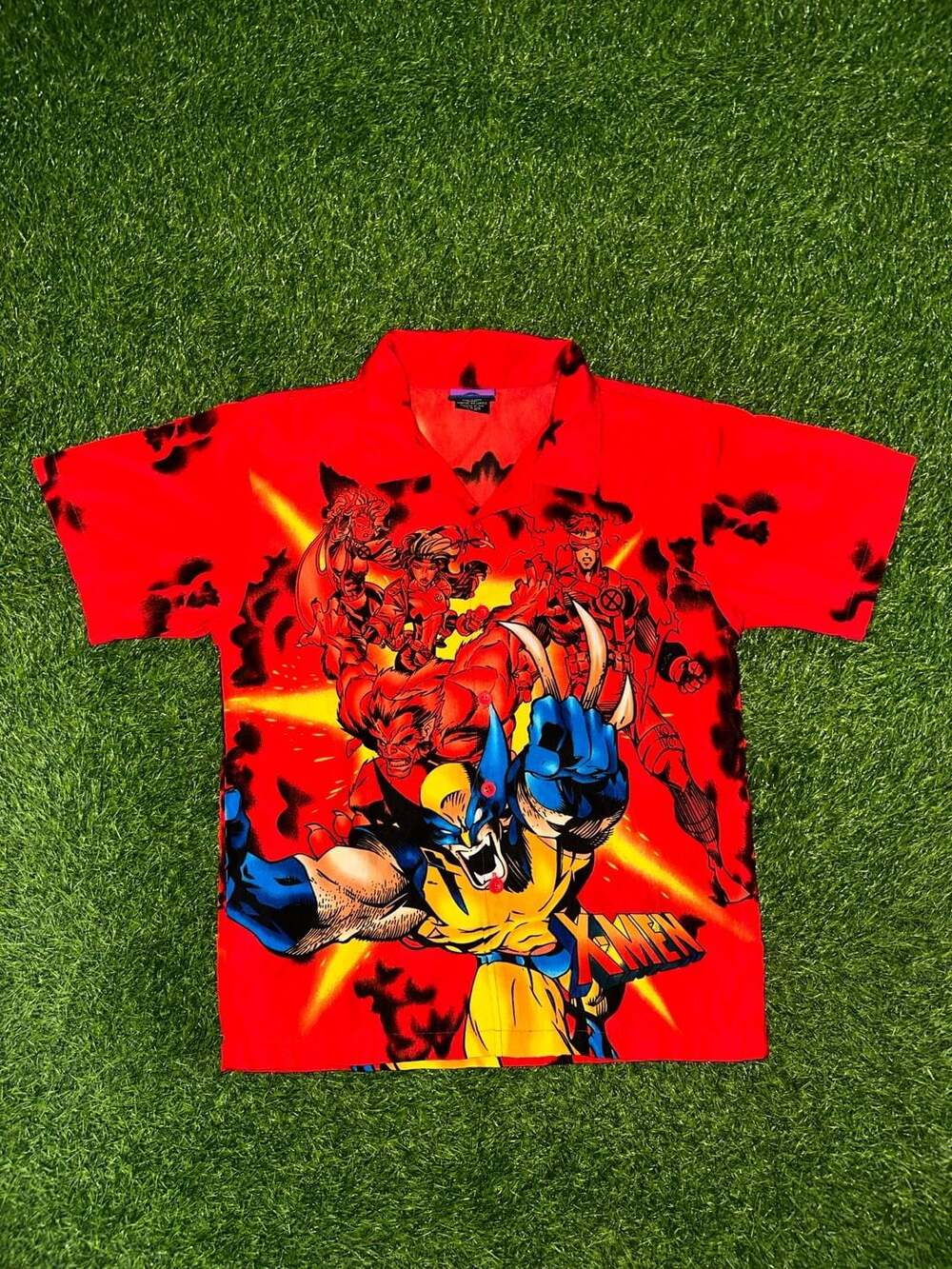 Marvel Comics X-Men Wolverine 2001 Hawaiian Shirt Red Short Sleeve KIDS 16Y